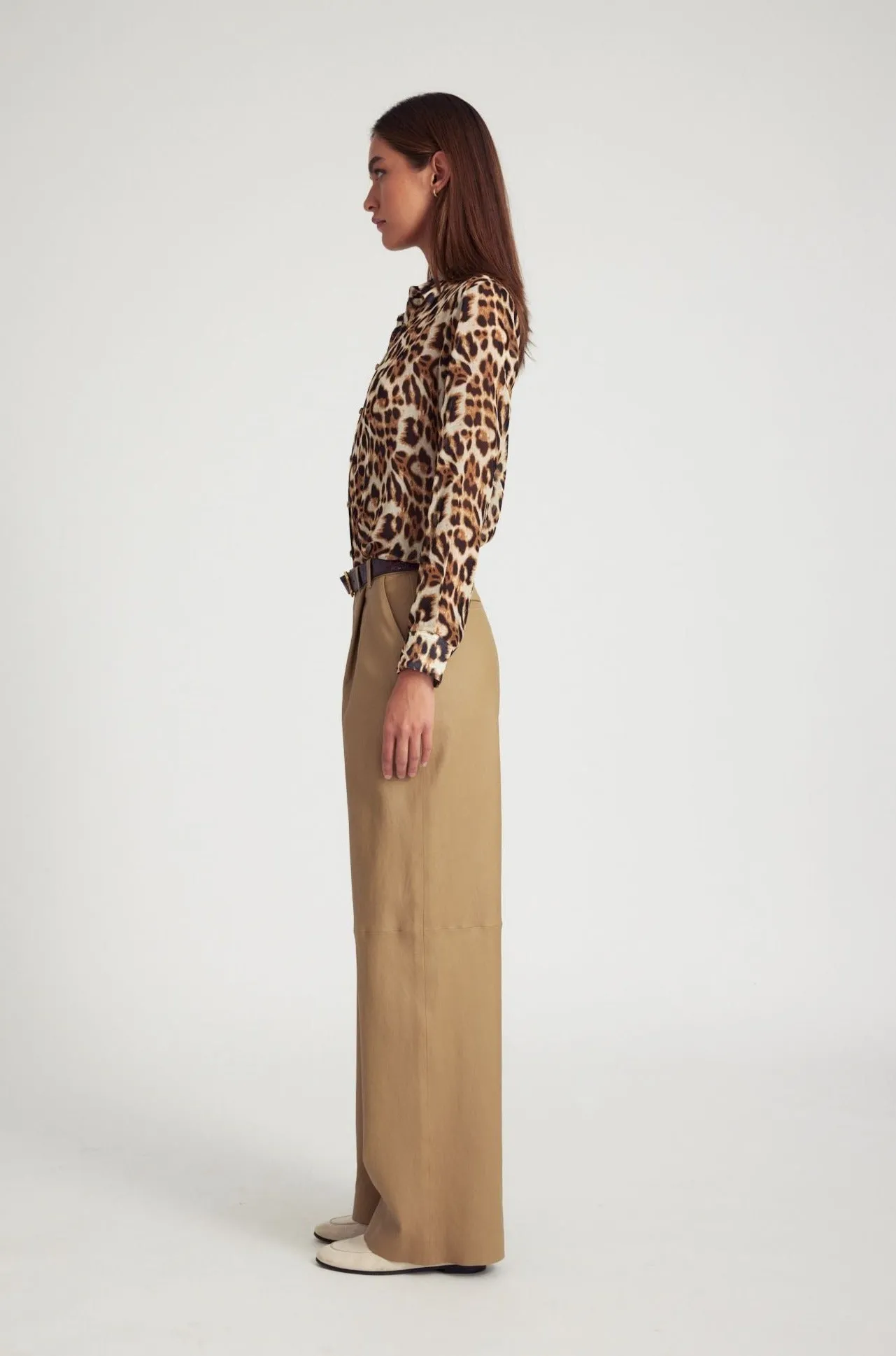 Leopard Silk Fitted Button Down