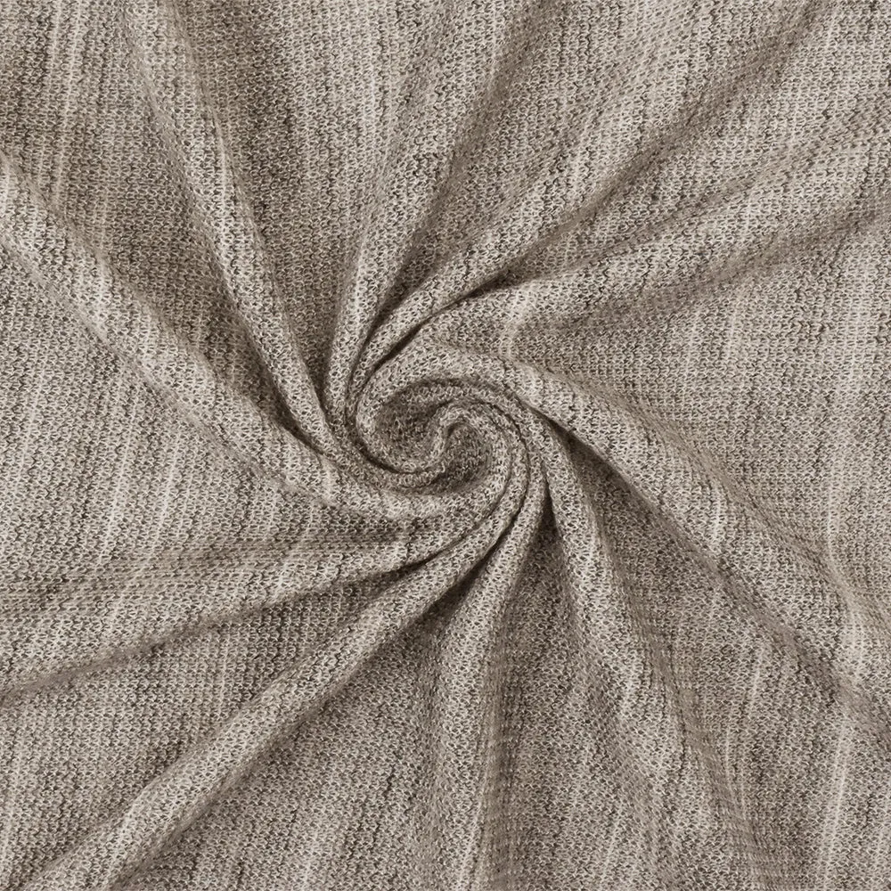 Light Beige-White-Gray Texture Poly Rayon Rib Knit Fabric