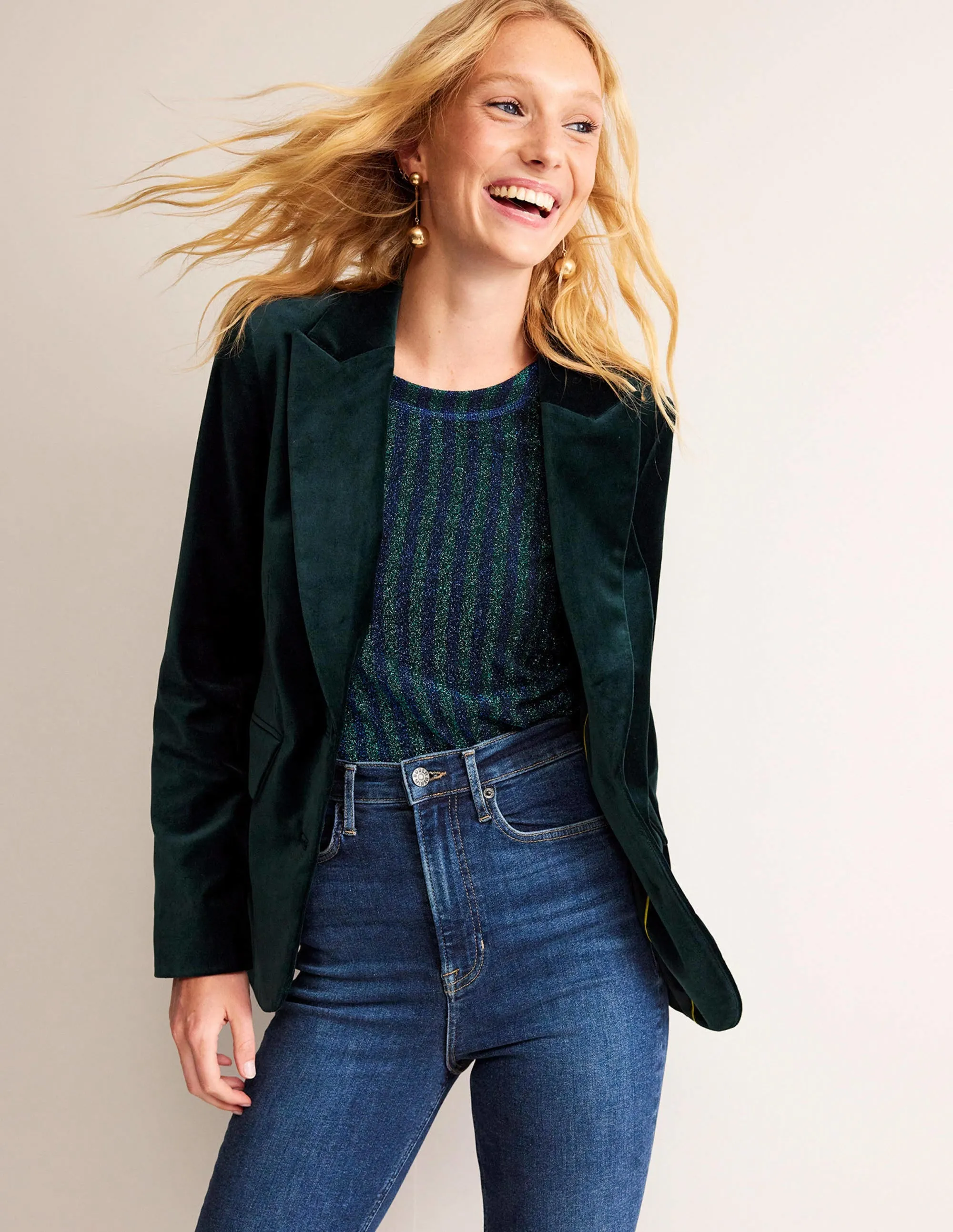 Marylebone Velvet Blazer-Trekking Green