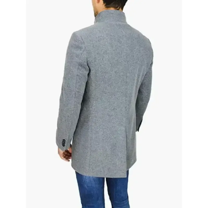 Men’s slim woolen coat with stand collar