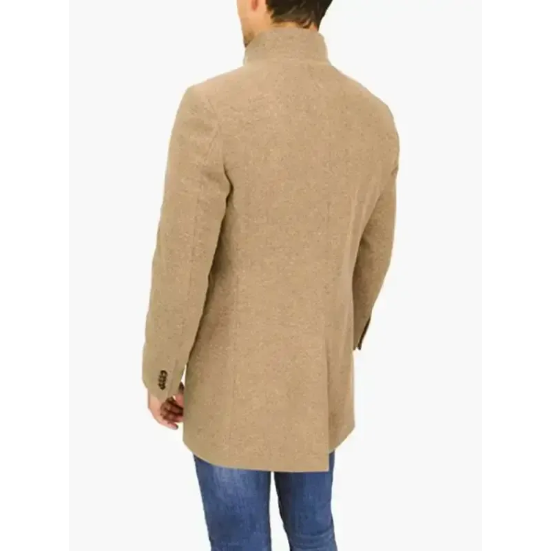 Men’s slim woolen coat with stand collar