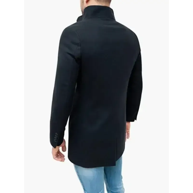 Men’s slim woolen coat with stand collar