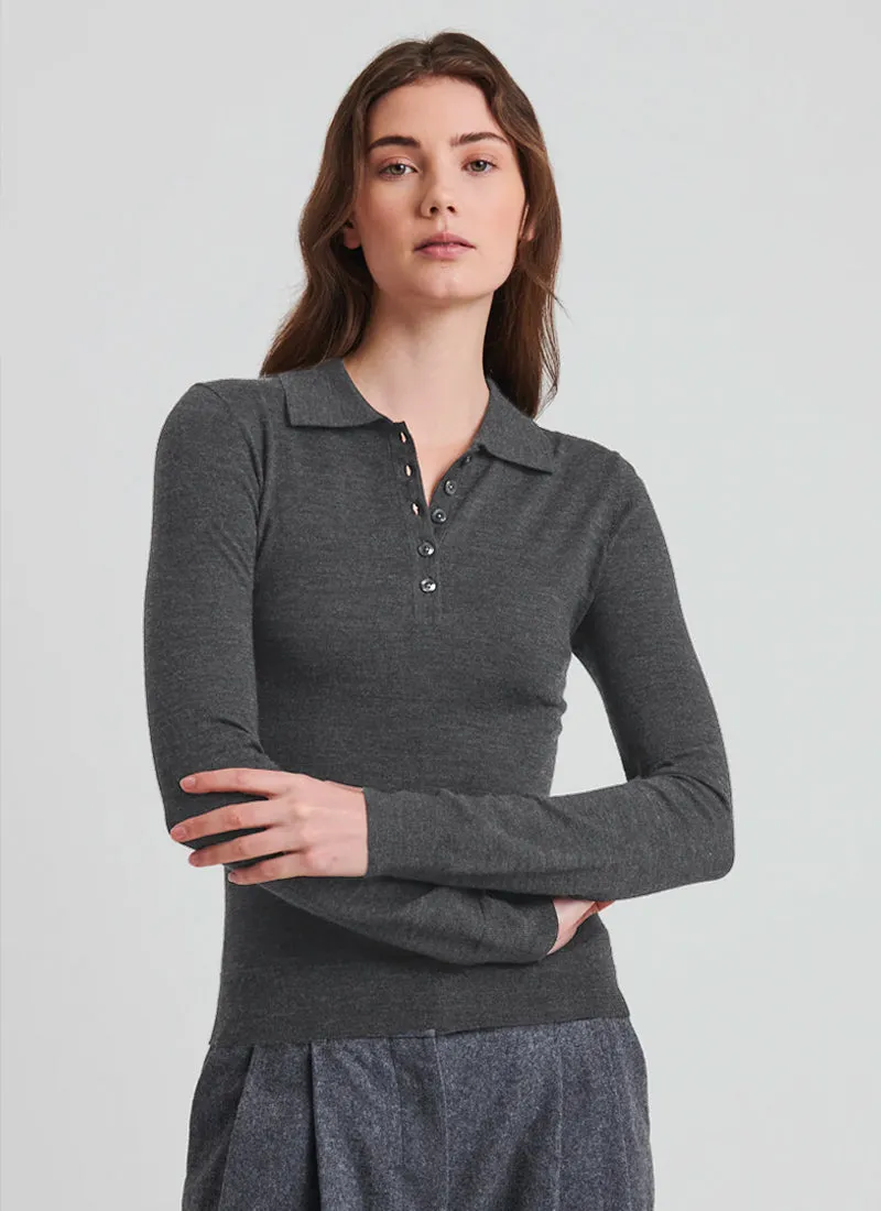 Merino Fitted Polo Sweater