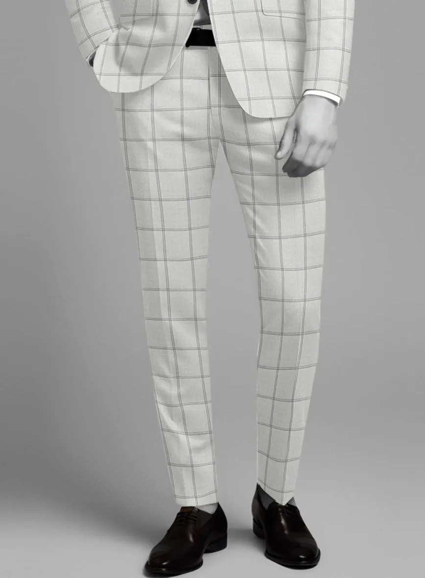 Napolean Noemi Windowpane Light Gray Wool Pants