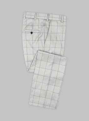 Napolean Noemi Windowpane Light Gray Wool Pants