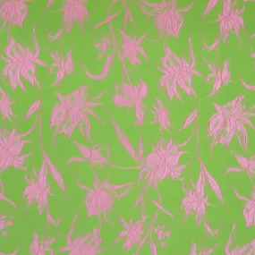 Neon Green with Blush Floral Embossed Reversible Textured Jacquard Brocade Fabric