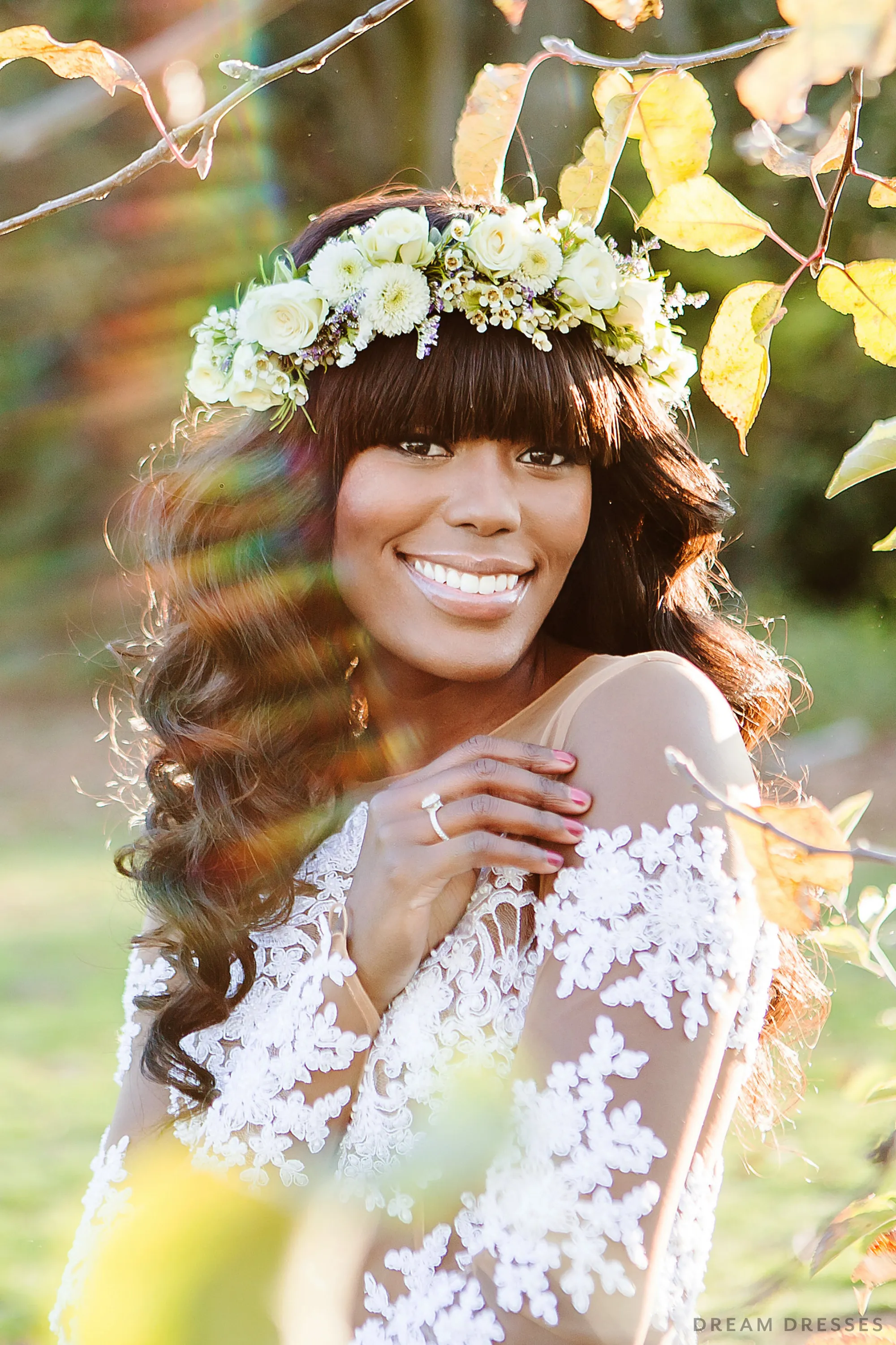 Nude Tulle Bridal Crop Top with White Lace (#MARENA)