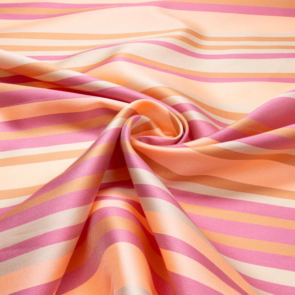 Oranges & Pink Striped Poly Shantung