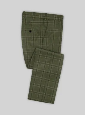 Reda Juniper Green Checks Wool Pants