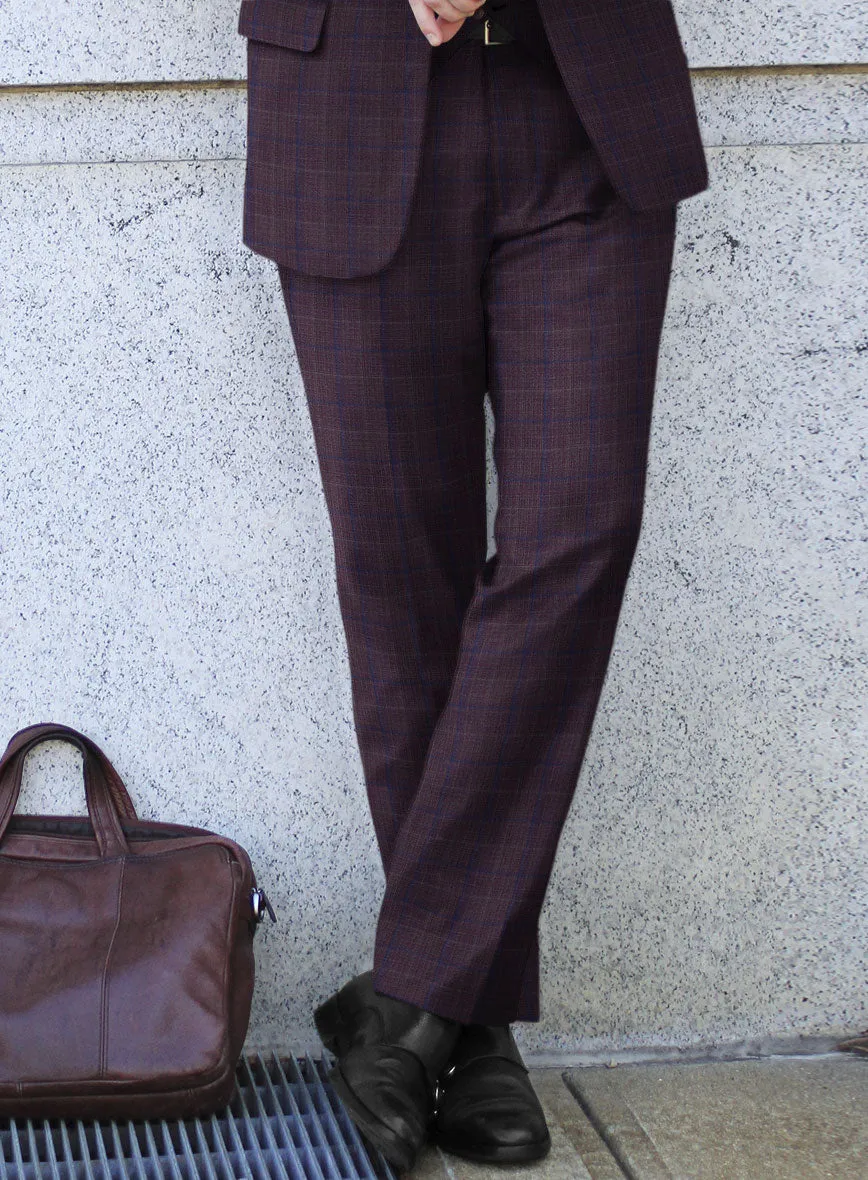 Reda Mulled Wine Checks Wool Pants