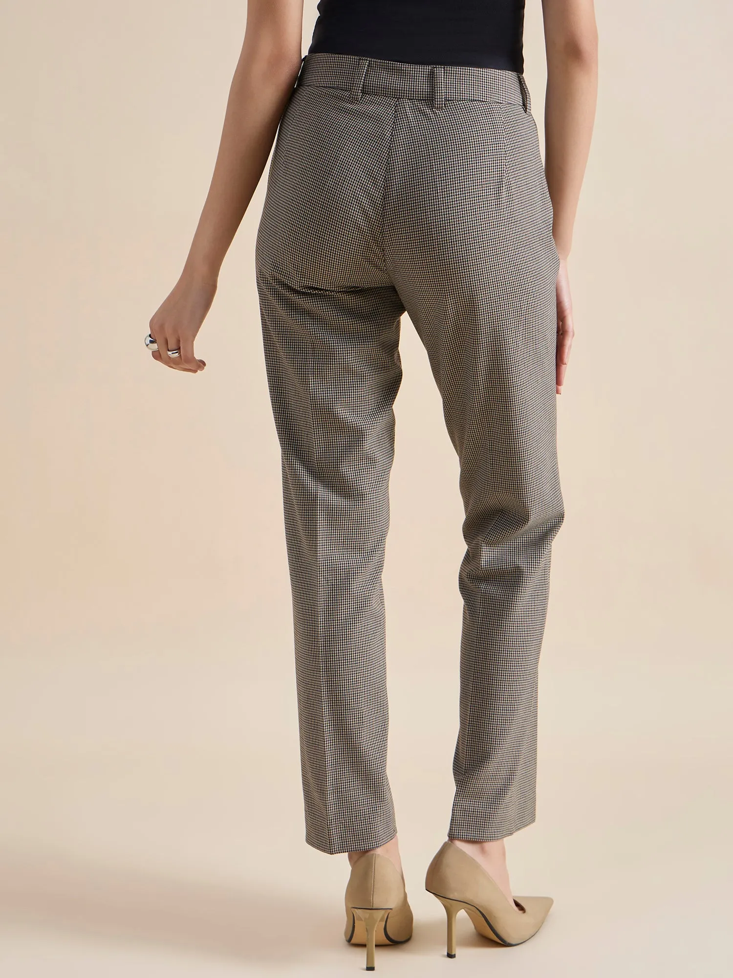 Refined Check High Waist Tailored Trouser In 4-Way Stretch Fabric