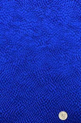 Royal Blue Silk Hammered Satin Jacquard Fabric