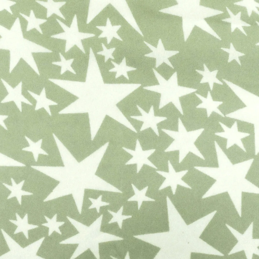 Sage Green-White Shooting Star Printed Rayon Georgette Woven Fabric