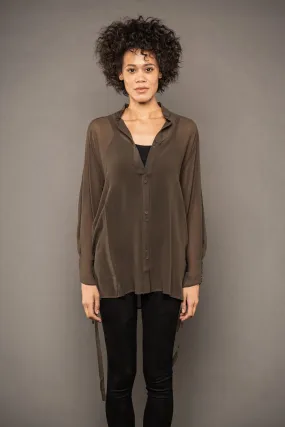 Sheer Silk Blouse - Military