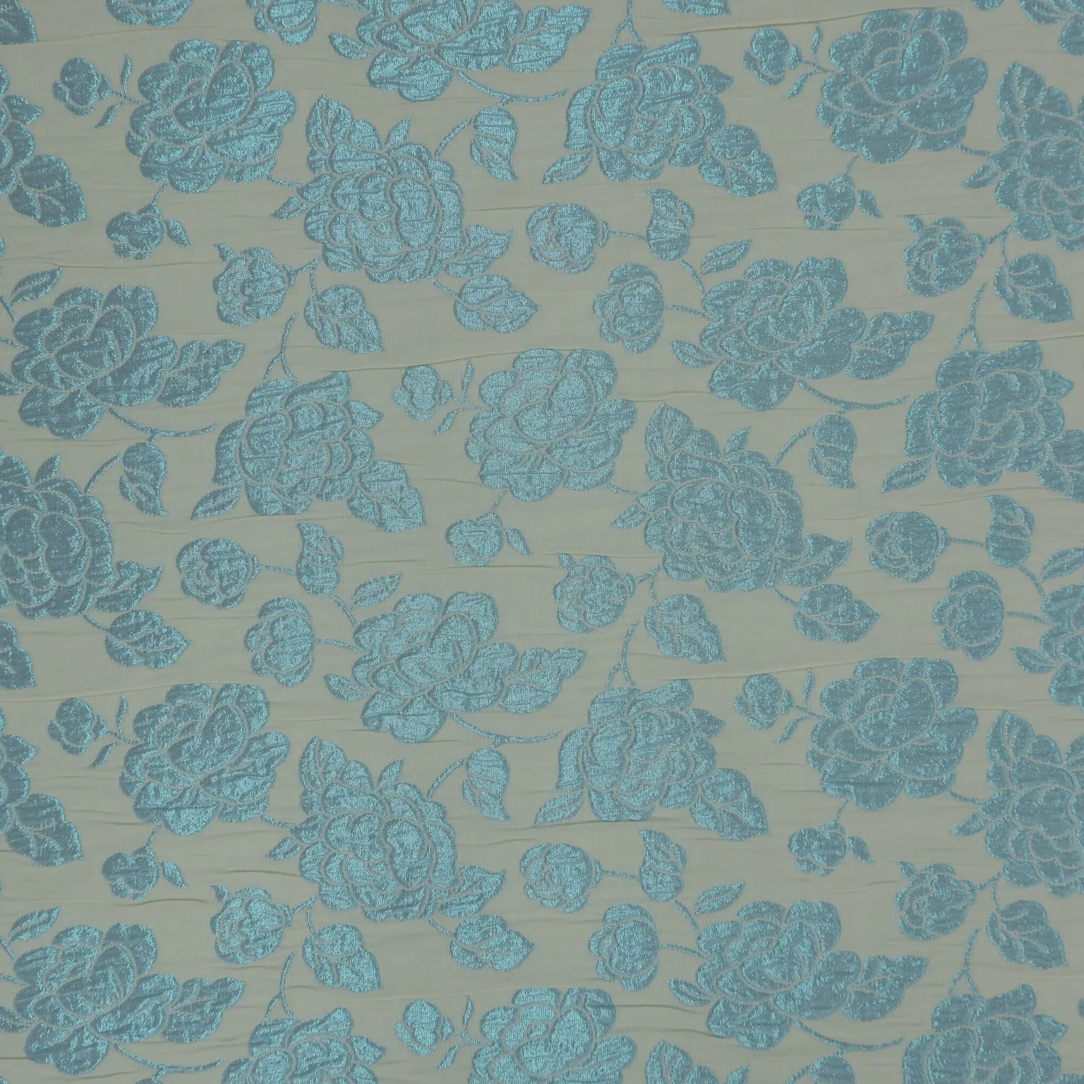 Sky Blue Florals Textured Brocade Fabric