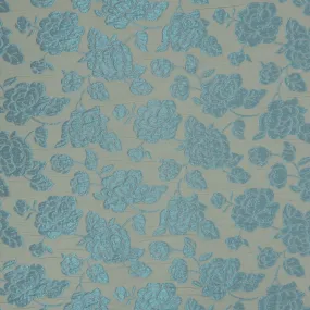 Sky Blue Florals Textured Brocade Fabric