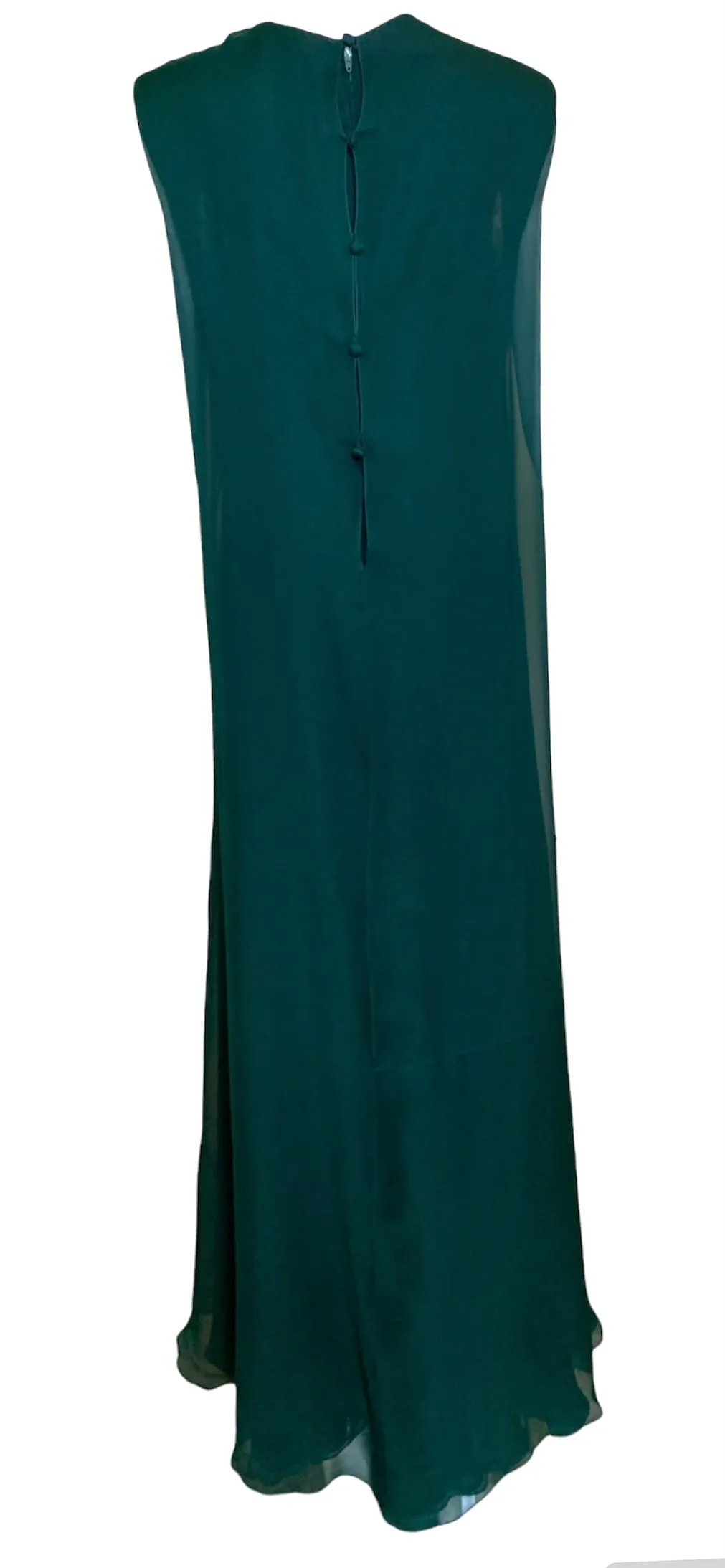 Stavropoulos '70s Emerald Green Silk Chiffon Gown & Scarf