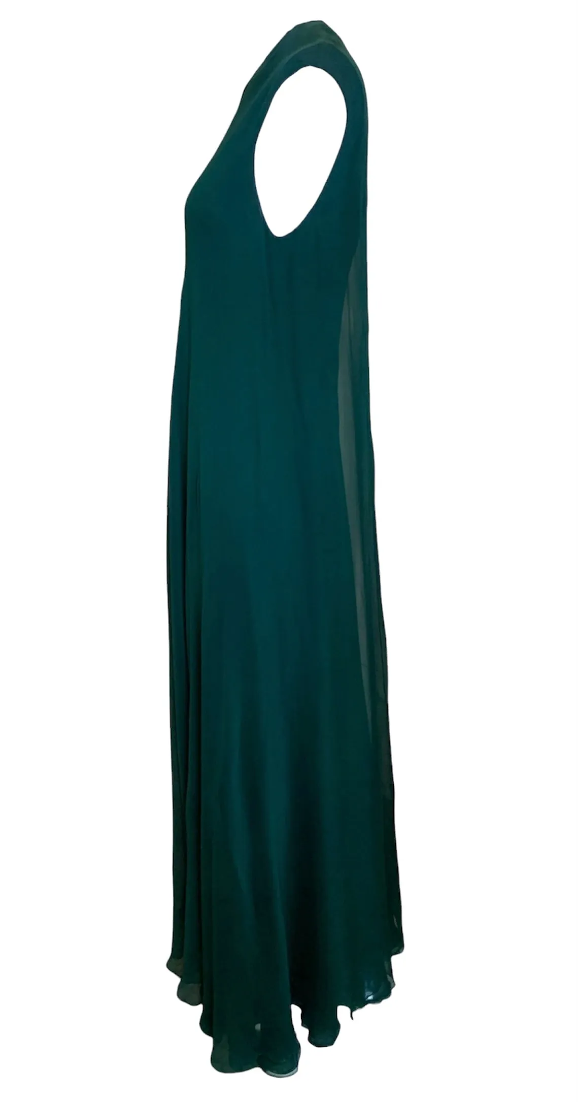 Stavropoulos '70s Emerald Green Silk Chiffon Gown & Scarf