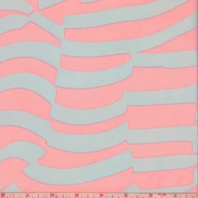 Stone/Neon Pink Abstract Stripe Georgette Fabric