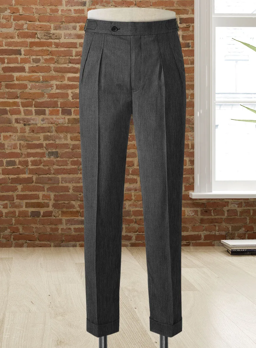 Stretch Charcoal Wool Highland Trousers