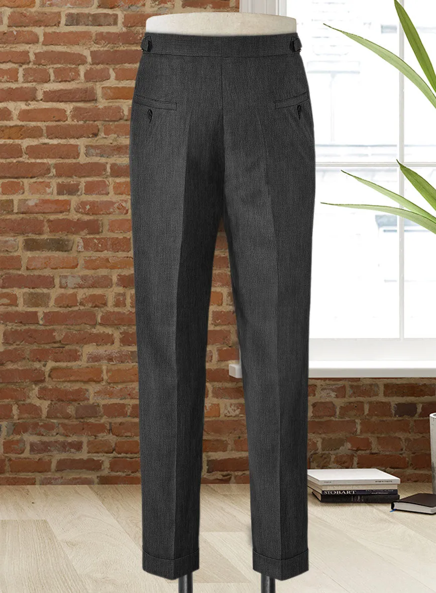 Stretch Charcoal Wool Highland Trousers