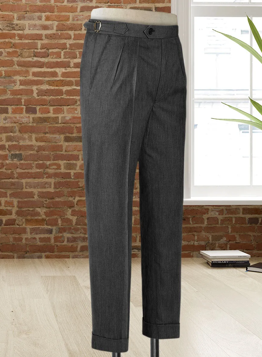 Stretch Charcoal Wool Highland Trousers