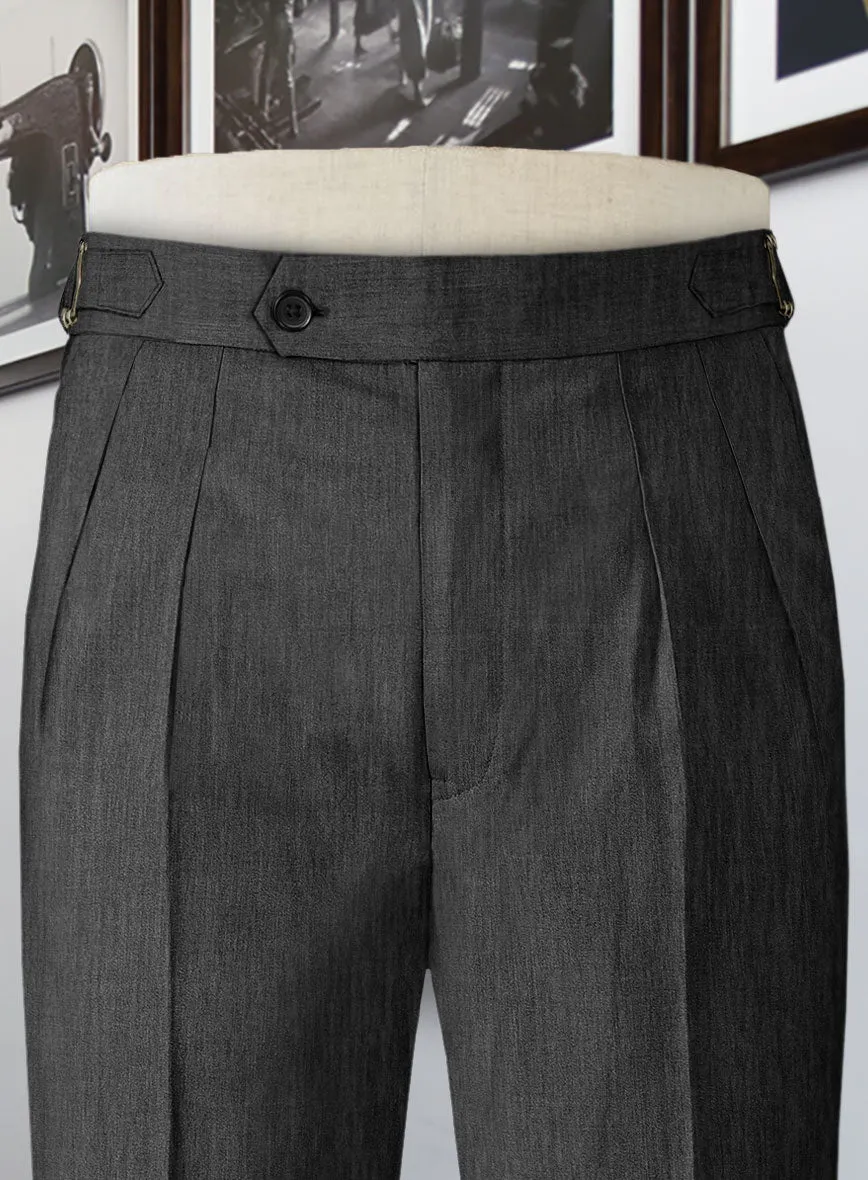 Stretch Charcoal Wool Highland Trousers