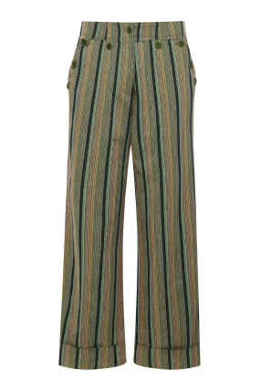 Tansy Cotton Trousers Stripes Green