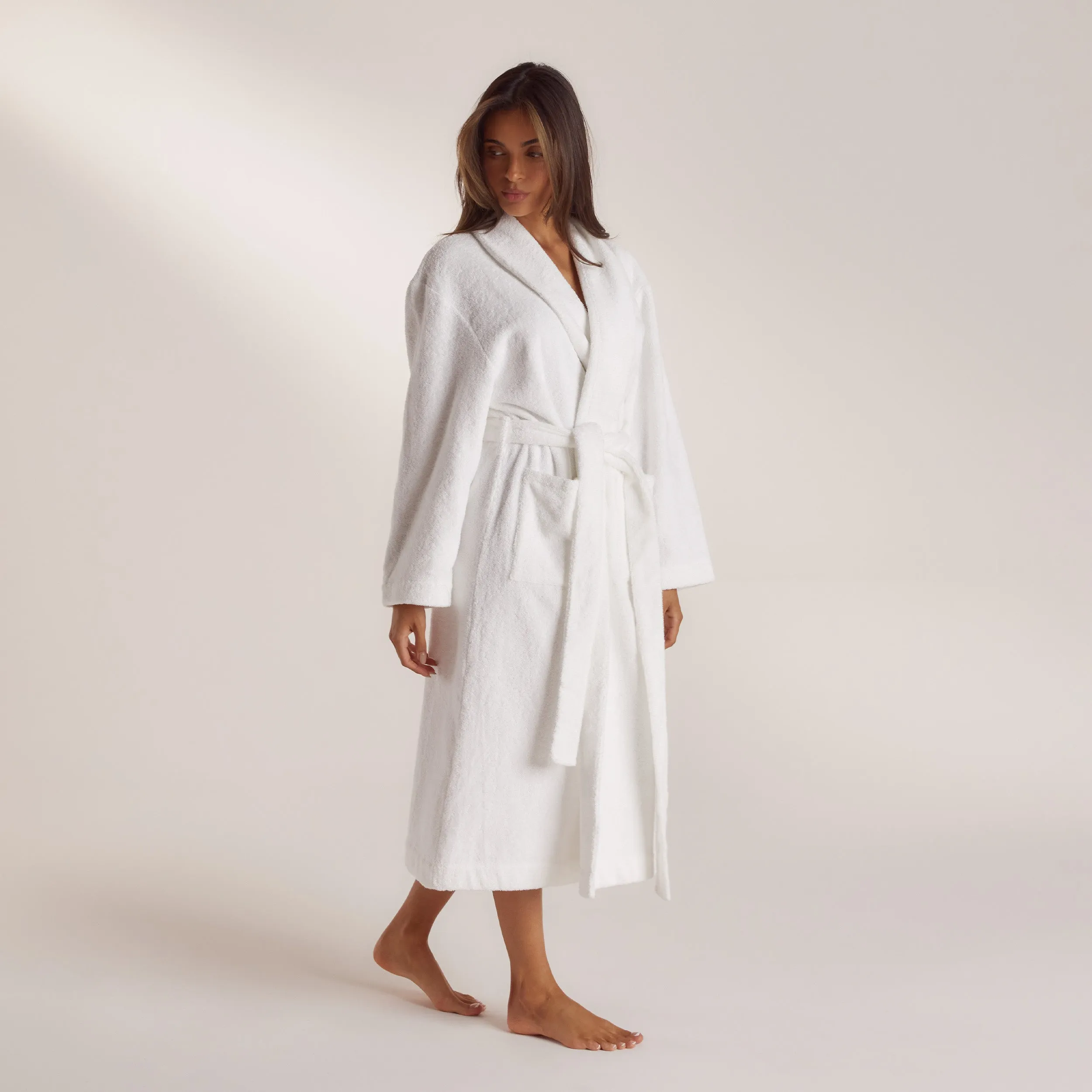 Towelling Dressing Gown - White