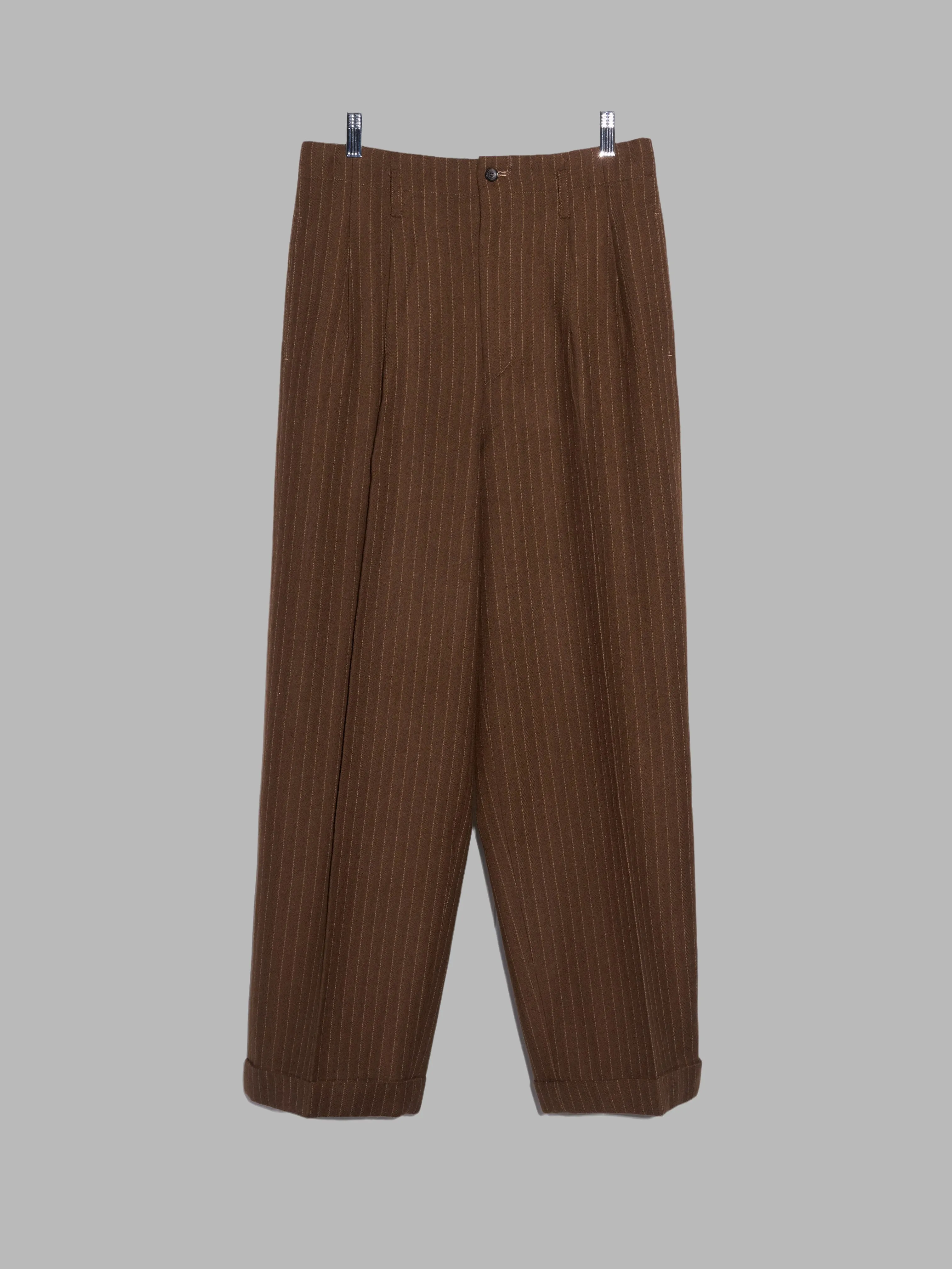 Tricot Comme des Garcons AW1995 brown striped wool wide leg trousers