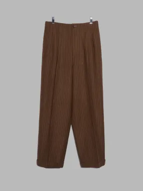 Tricot Comme des Garcons AW1995 brown striped wool wide leg trousers