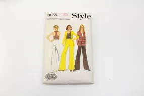 Vintage 1970s Women's Jacket/ Trousers/ T-shirt Sewing Pattern, Style 3655, Wide Leg Pants Pattern, Uncut/ Complete, Bust 34"