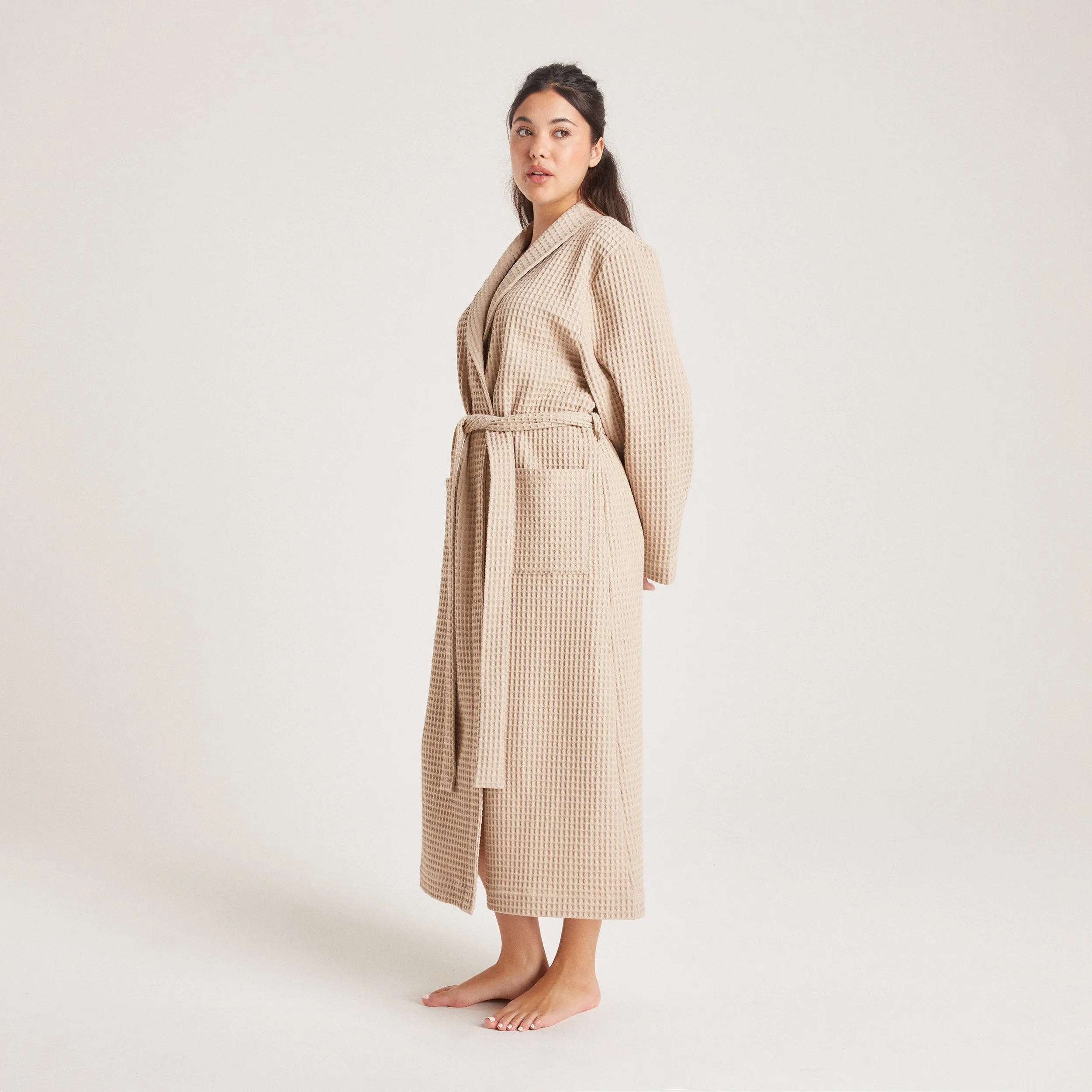 Waffle Dressing Gown - Mink