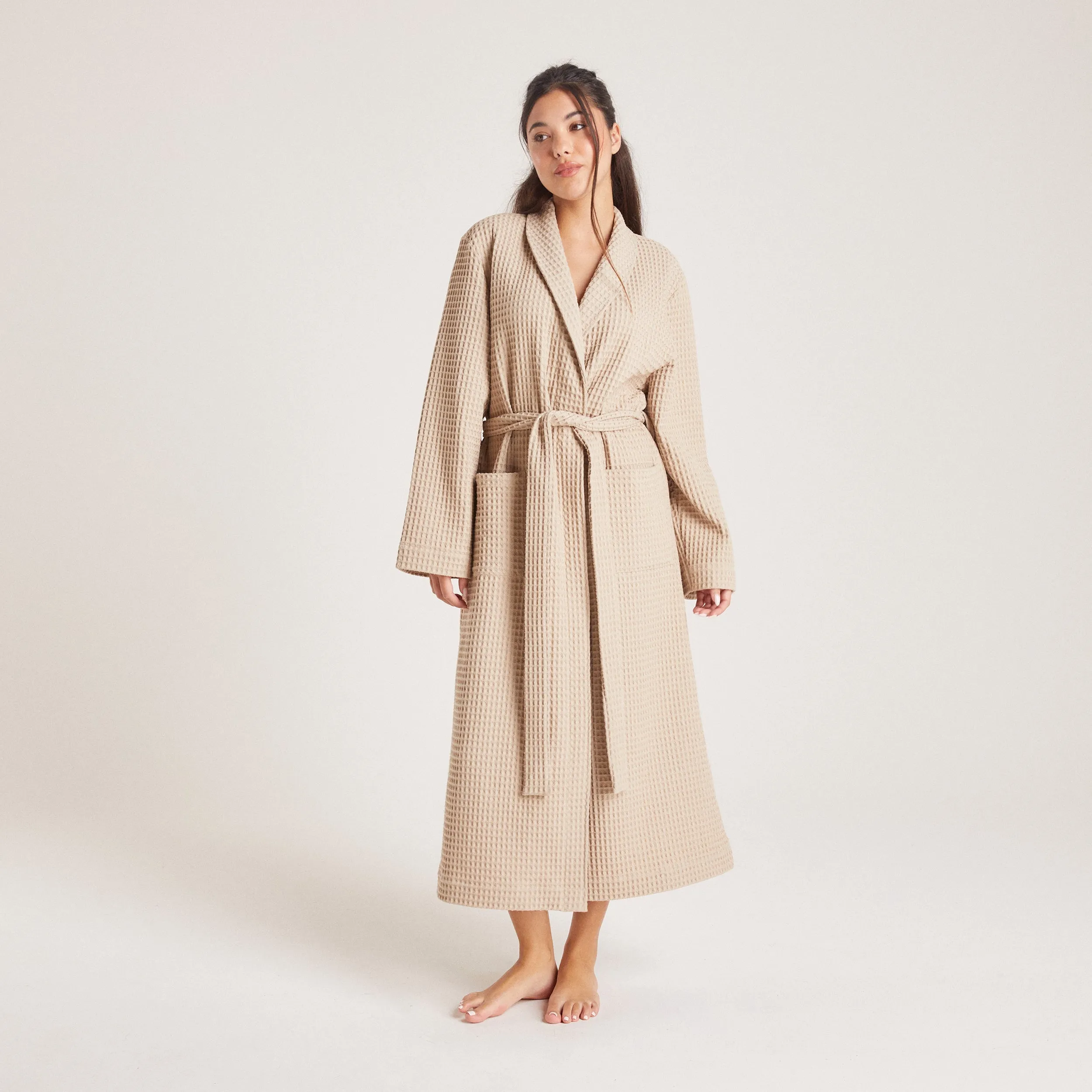 Waffle Dressing Gown - Mink