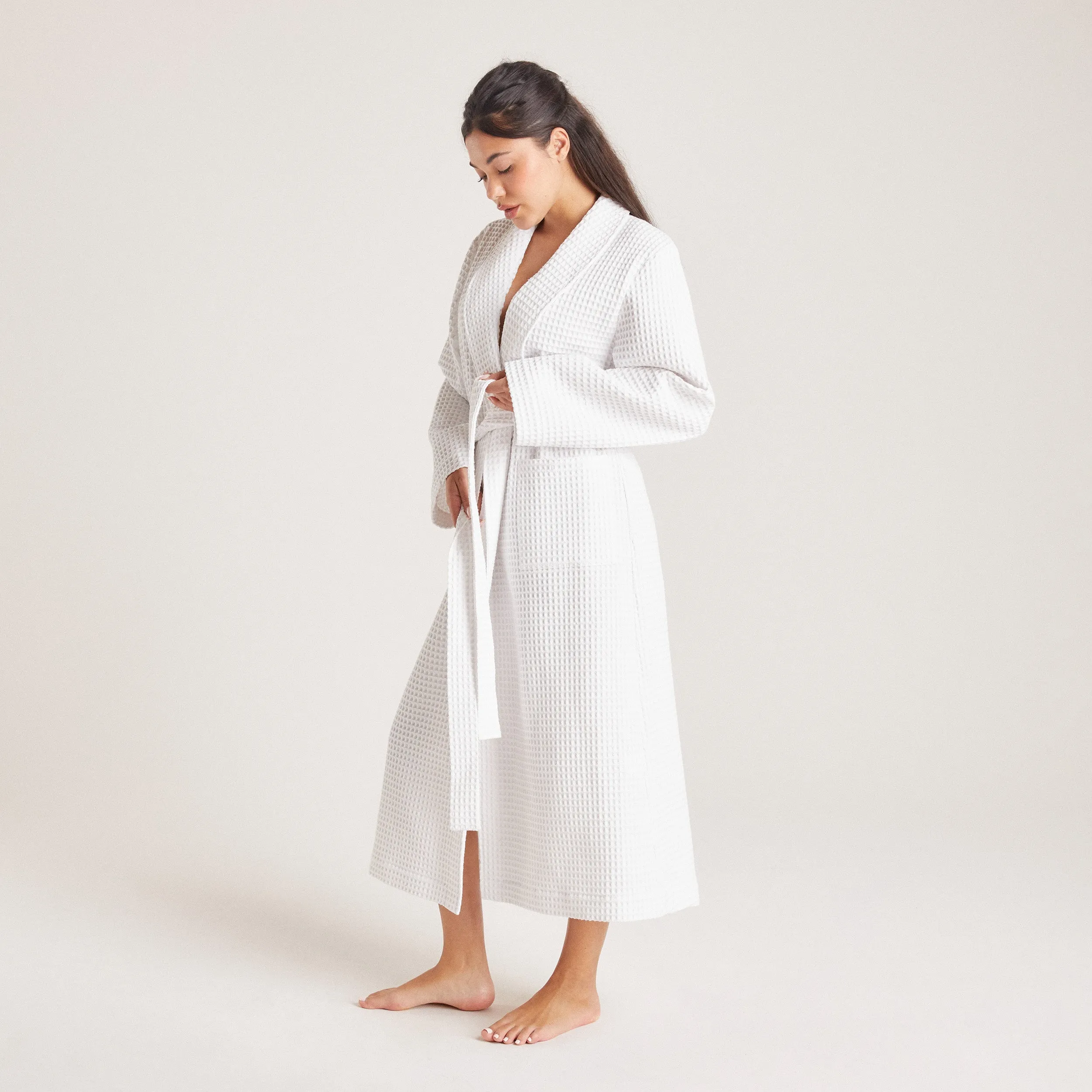 Waffle Dressing Gown - White