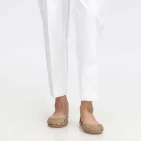 White Embroidered Cambric Slim Fit Trouser PW3673