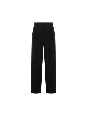 Wide-Leg Grain De Poudre Trousers