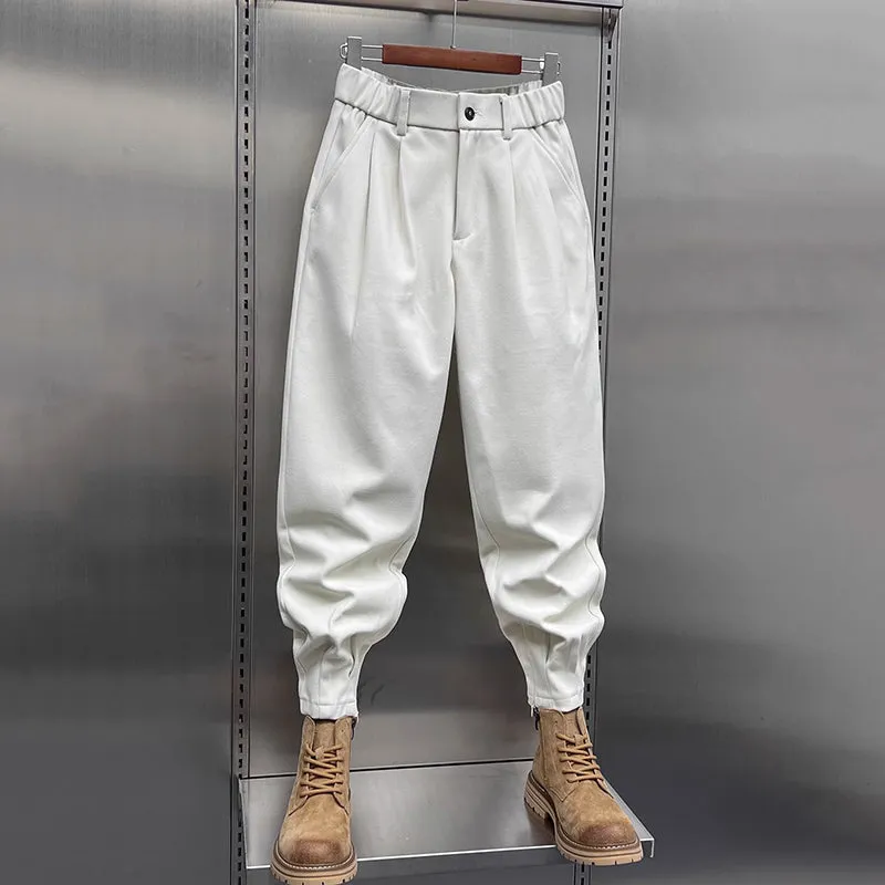 Winter Zippered Woolen Casual Trousers