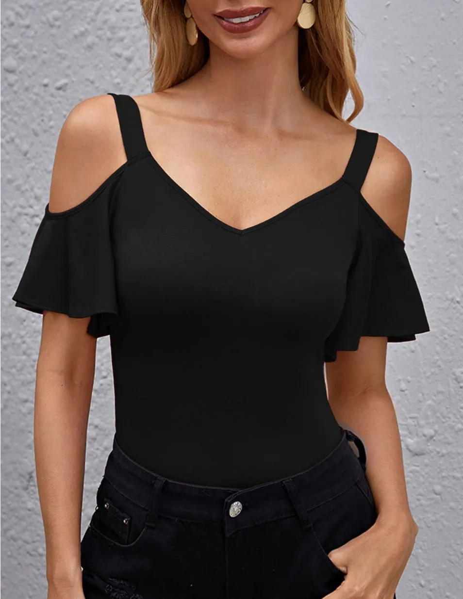 Women's Elegant Ruffled Slim Fit Camisole Casual Blouses