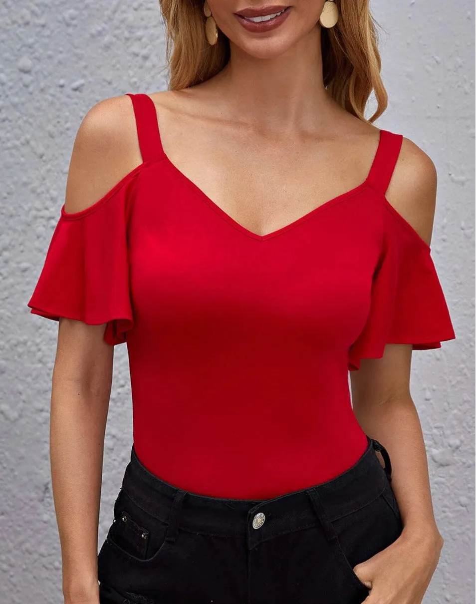 Women's Elegant Ruffled Slim Fit Camisole Casual Blouses