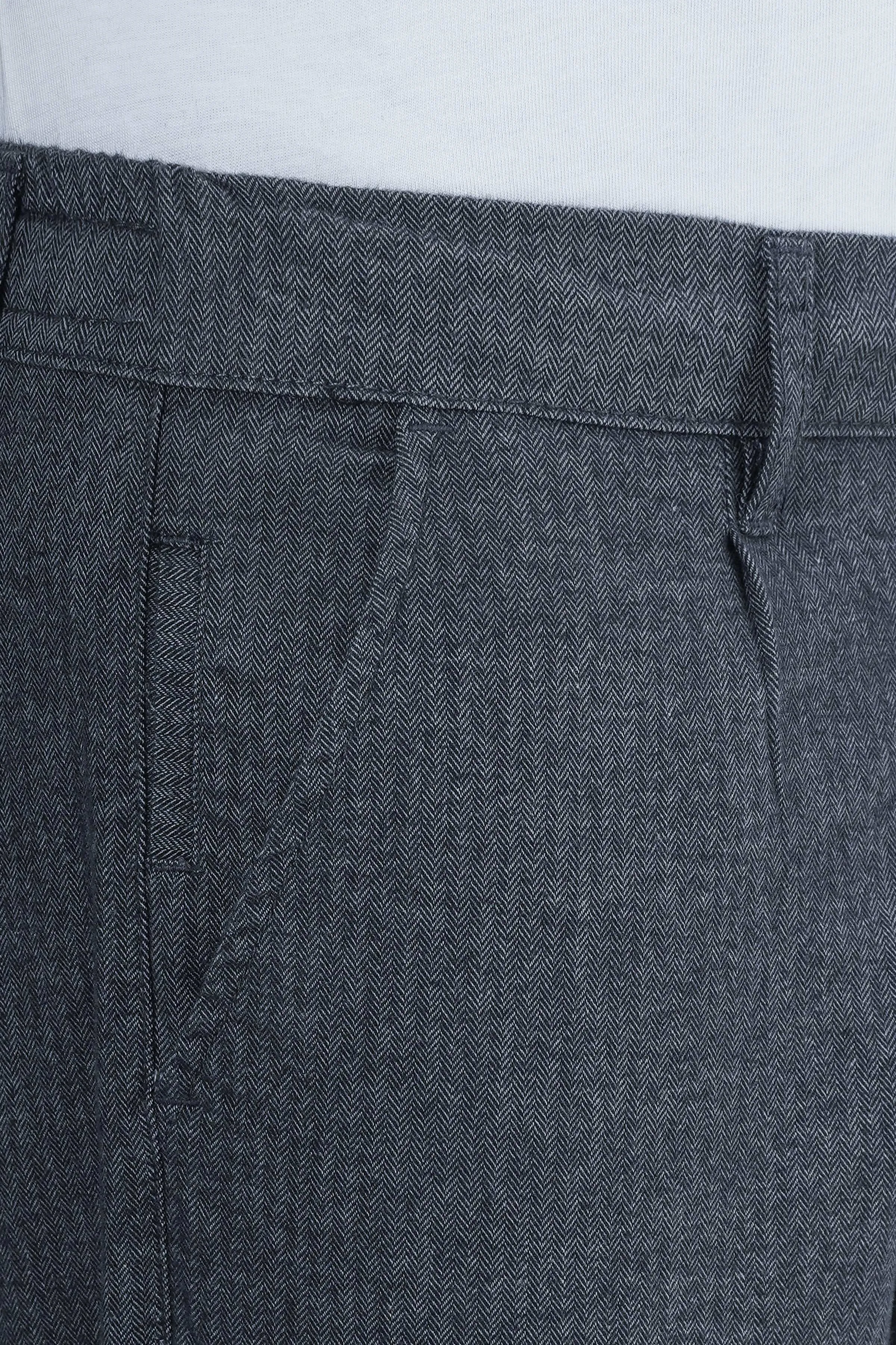 WOOLEN JOGGER WAIST TROUSER GREY BLACK