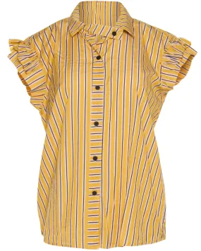 Yellow Stripe Ivy Button Down Top